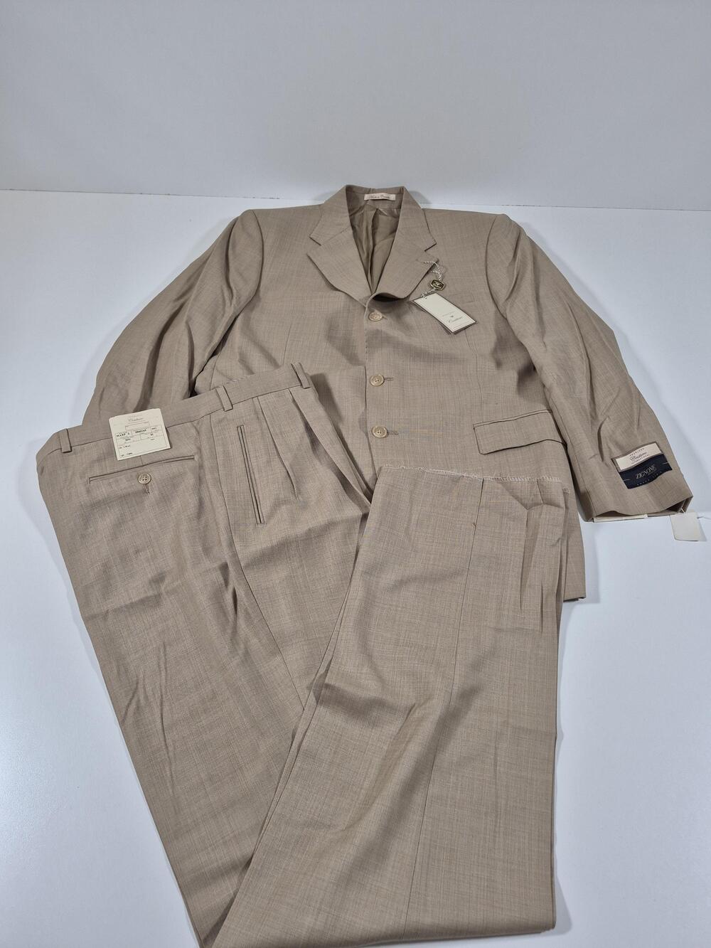 Peerless Couture Suit Mens 42 Tan Wool Zignone 110s 36x36 2 Piece NWT FLAW